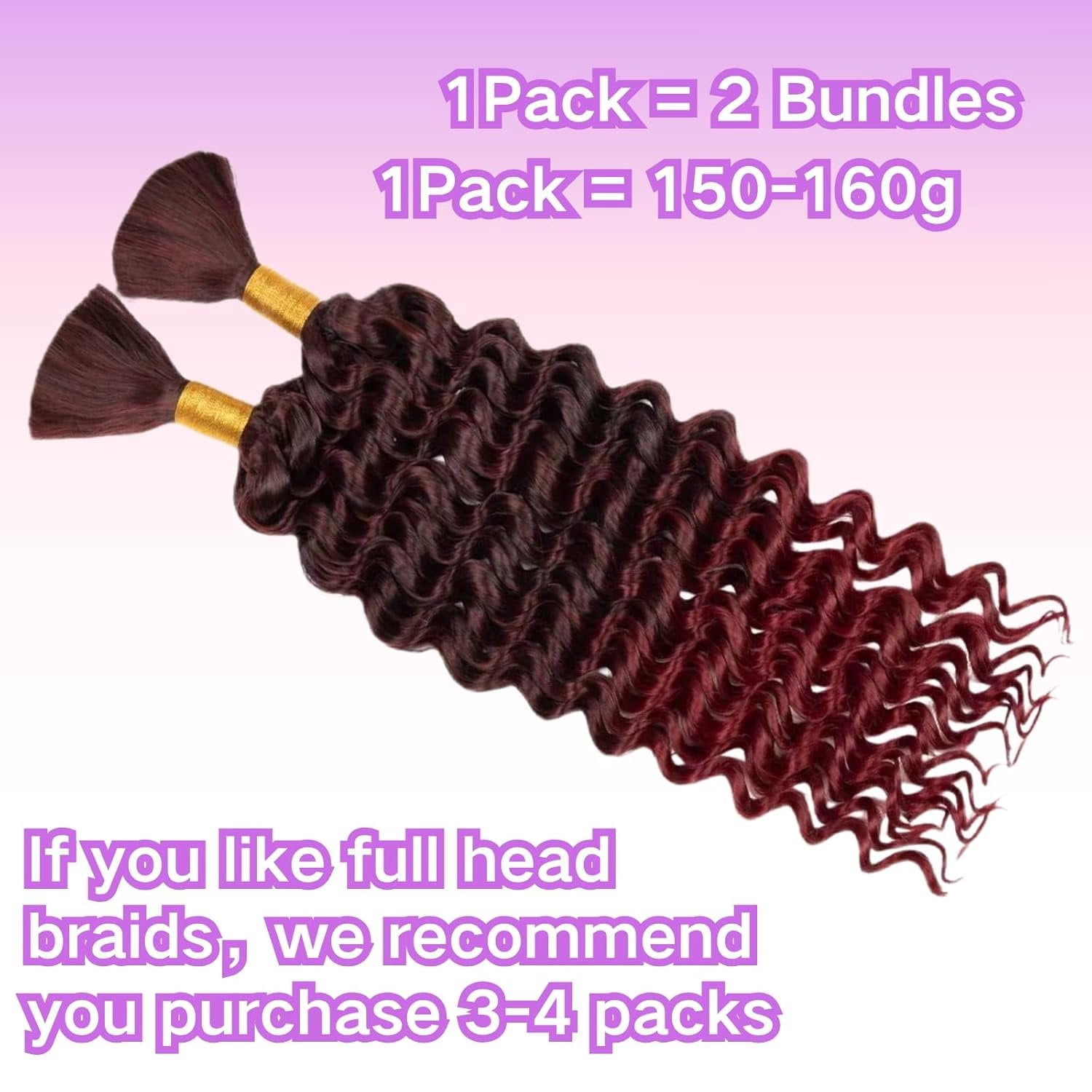 Deep Braiding Hair for Black Women Deep Wave Bulk Hair for Braiding 20inch 150g for Deep Wave Braiding Hair Extensions Synthetic  Braiding Hair for Boho Braids No Weft (TBUG 2Pack)
