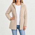 thumbnail image 4 of OGLCCG Girls Fleece Jacket with Hood Full Zip Fuzzy Sherpa Coat Long Sleeve Fall Winter Outwear with Pockets,Drawstring Waist(Beige,14-15 Years), 4 of 8