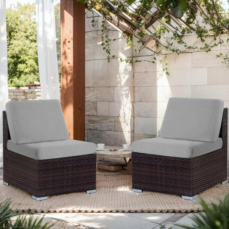 2 Pack 100 Waterproof Patio Sofa Cushion Covers Stretch Outdoor Indoor Individual Seat Cushion Cover Furniture Protector Sofa Slipcover Light Gray Walmart