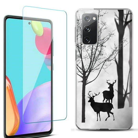 Slim-Fit Protective Phone Case for Samsung Galaxy S20 FE 5G Fan Edition, with Tempered Glass Screen Protector, by OneToughShield ® - Forest Deer