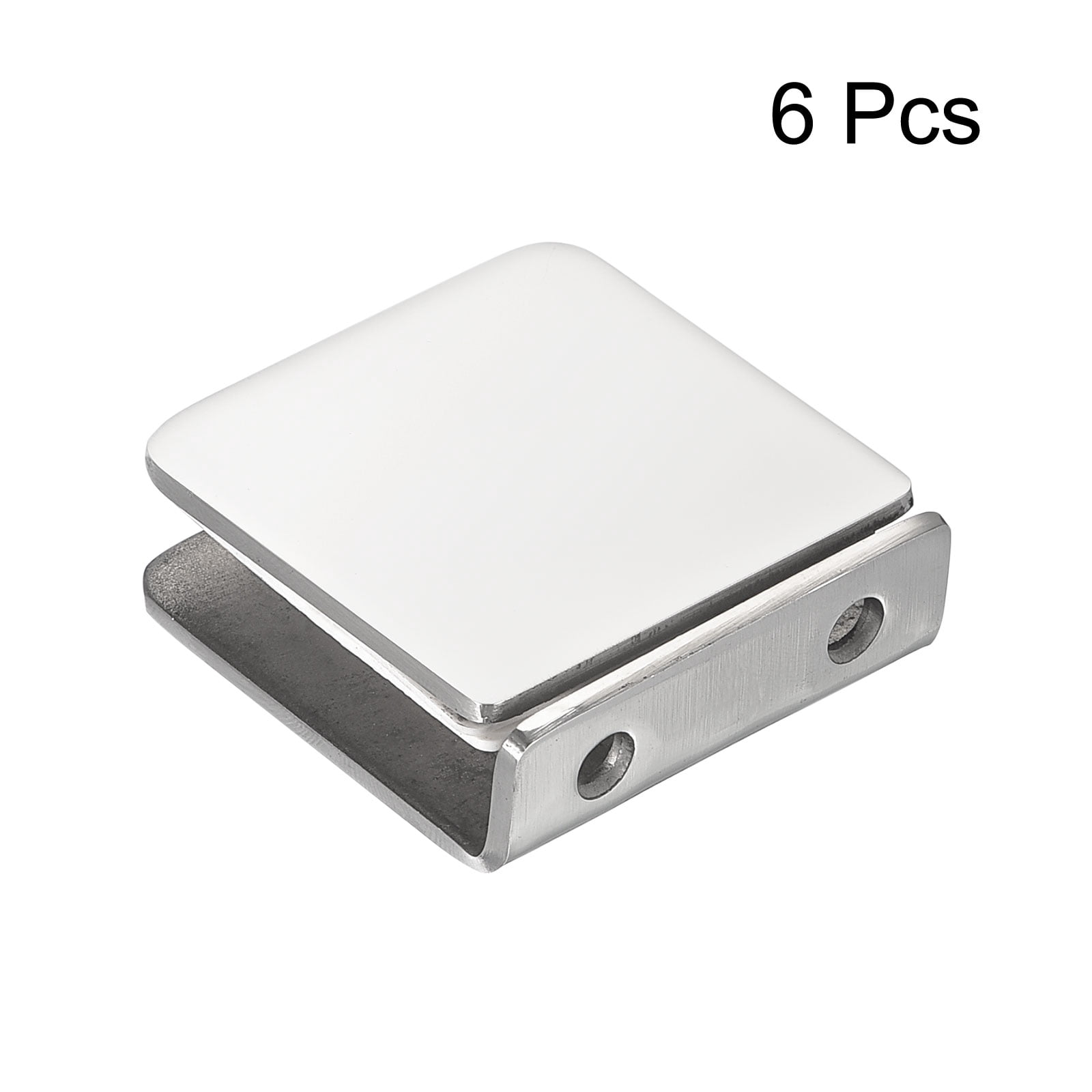 Stainless Steel Square Glass Clamp, 6 Pack Adjustable 8-12mm Thick Glass Clip, Bright Silver