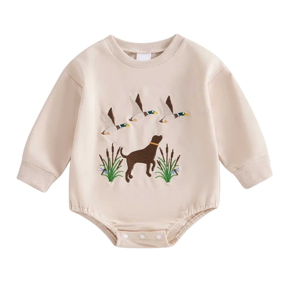 Staki Baby Suit Baby Boys Organic Cotton Long-sleeve Bodysuits 0-18M(Beige,3-6 Months)