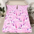 thumbnail image 2 of Homewish Cute Stars Unicorn Full Size Sheets for Teens, Kawaii Magic Animal Bed Sheets, Cartoon Rainbow Cloud Sheet Sets, Lightweight Room Decor, 4-Piece, 2 of 7