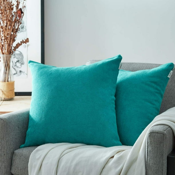 topfinel teal chenille cushion covers Pillow Covers 20x20 Pillow Cover