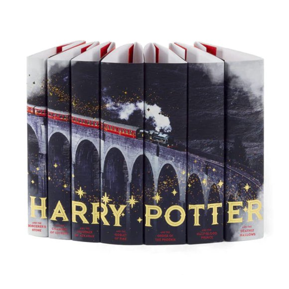 Juniper Books Train Design Metallic Foil Book Covers Only | Books NOT Included | Covers Compatible with Scholastic’s 7 Hardcover Books or Box Set