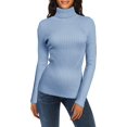 thumbnail image 1 of Jersey v28 de manga larga de punto con cuello alto elástico para mujer, 1 of 5