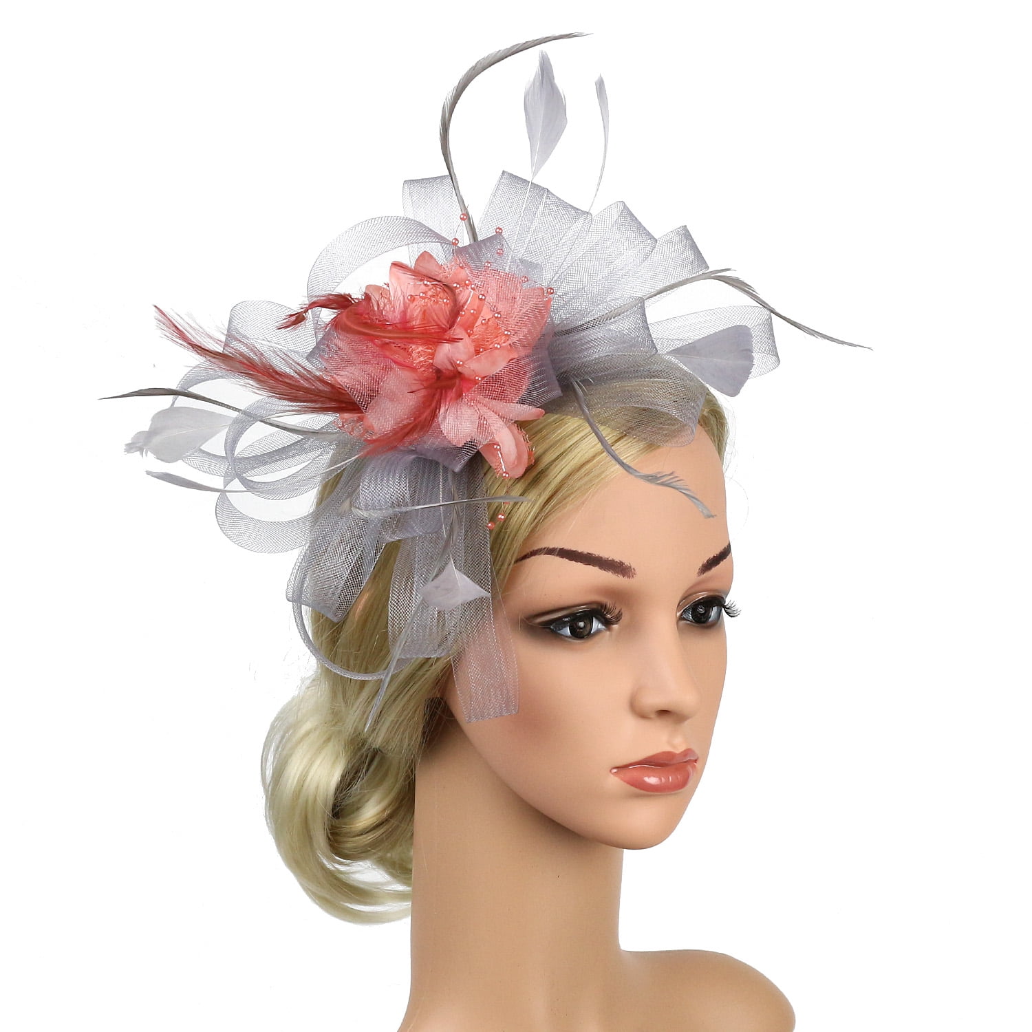 Ladies Wedding Party Headpiece Fascinator Flower Hair Clip Feather Headband