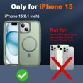 thumbnail image 2 of Magnetic for iPhone 15 Case with 2 Glass Screen Protectors, Compatible with Magsafe, Military-Grade Protection, Hard Protective Cover Shockproof Phone Case for iPhone 15, 6.1 inch, Alpine Green, 2 of 14