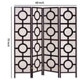 thumbnail image 5 of Benzara BM205807 Circular Motif Wooden 4 Panel Room Divider with Jute Inlays, White & Brown, 5 of 5