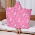 thumbnail image 5 of Pink Butterfly Pattern Hooded Bath Towel，50"x30" for Ages 3 To 12 Kids, Quick Dry Lightweight Soft Microfiber Hood Beach Towel Cover Up for Kids, 5 of 7