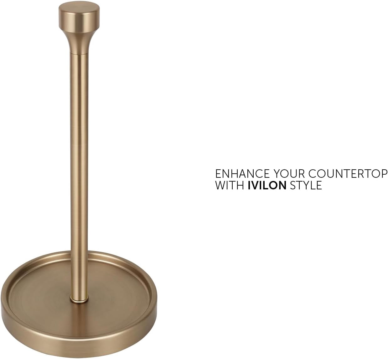 Countertop Paper Towel Holder - Modern Bell End Minimalist Design - Color Warm Gold
