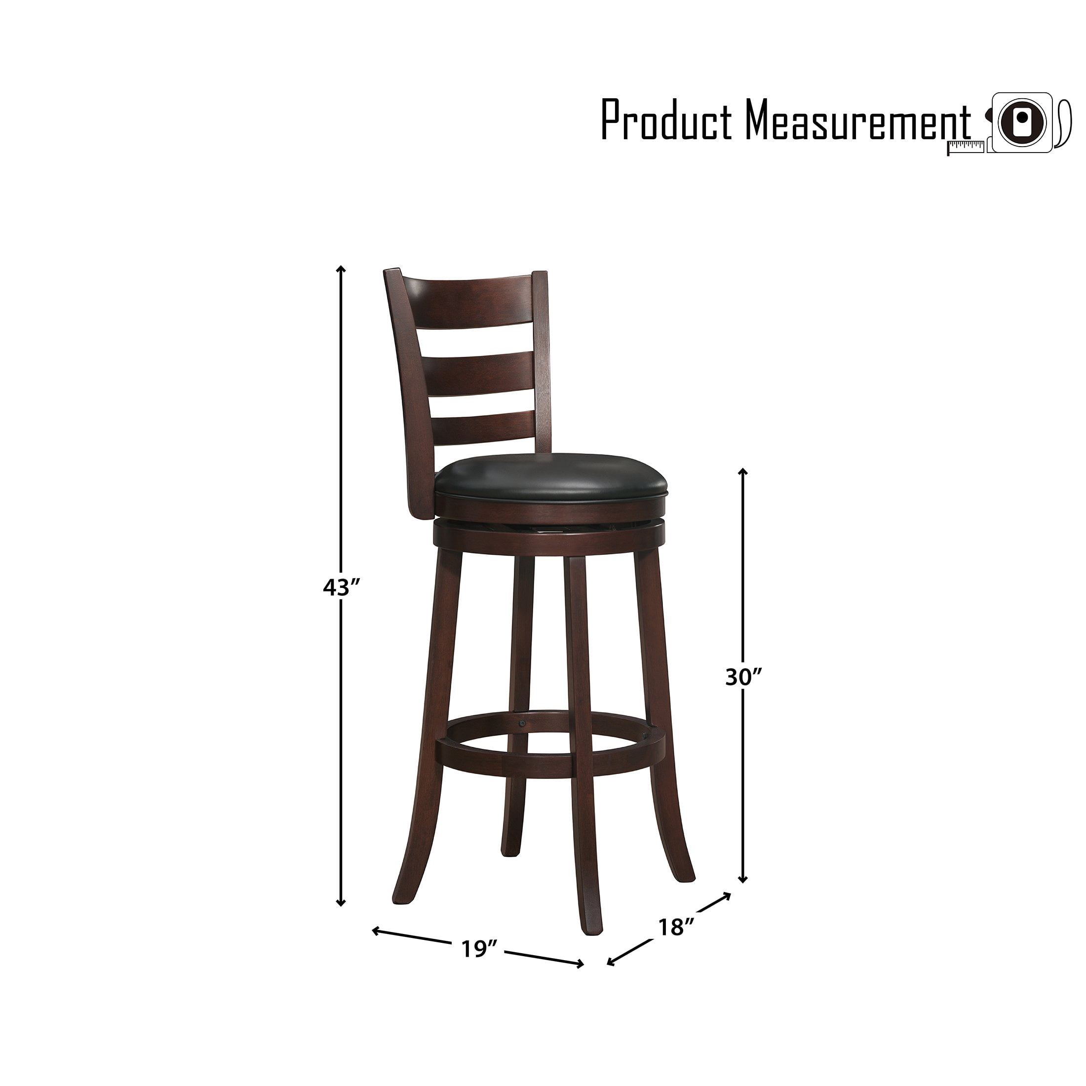OakvillePark Odelia Ladder Back Swivel Barstool, Pub Height, Cherry