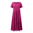 thumbnail image 3 of TSADFHJI Ensemble Jupe Maxi Boho Robe Maxi pour Femmes Manches Courtes Ourlet Asymétrique Tenue de Plage Robe de Vacances Légère m, 3 of 4