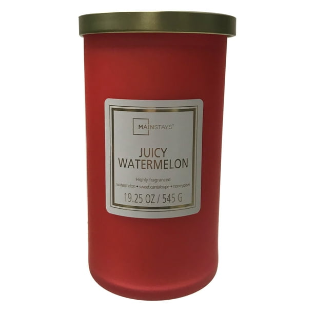 Mainstays Juicy Watermelon Scented SingleWick Frosted Jar Candle, 19.