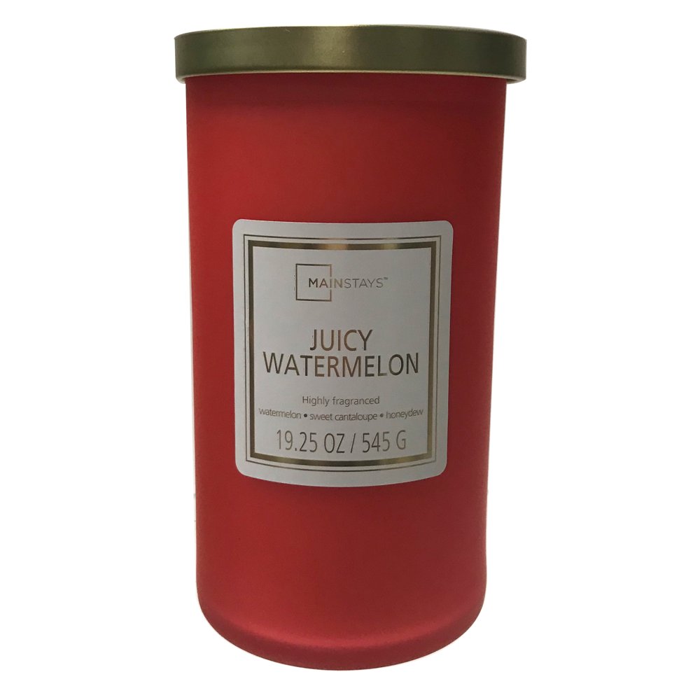Mainstays Juicy Watermelon Scented SingleWick Frosted Jar Candle, 19.