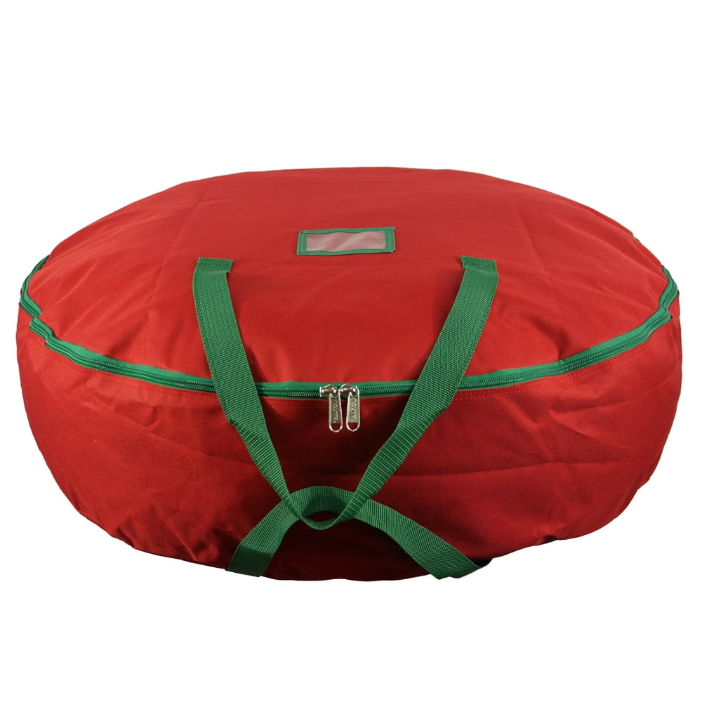 Heavy Duty Circular Christmas Wreath Storage Bag 30 Inch Premium Red