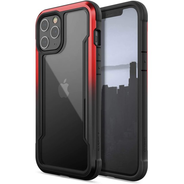 X-Doria Raptic Shield, iPhone 12 Pro Max Case - Military Grade Drop Tests, Anodized Aluminum, TPU and Polycarbonate for Apple iPhone 12 Pro Max, Black / Red Gradient