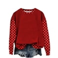 thumbnail image 2 of Crewneck Sweatshirts for Women Polka Dot Long Sleeve Oversized Pullover Top,Ladies Fall Winter Warm Sweatshirt Black L, 2 of 4