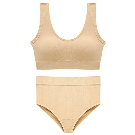Womens Bras No Underwire Bra Seamless Plus Size Backing Sling Seamless Push up Back Underwear V-Neck Lightly Lined Bra Feature Hook and Eye Closure Nursing Bra Style Y-289   Beige L
