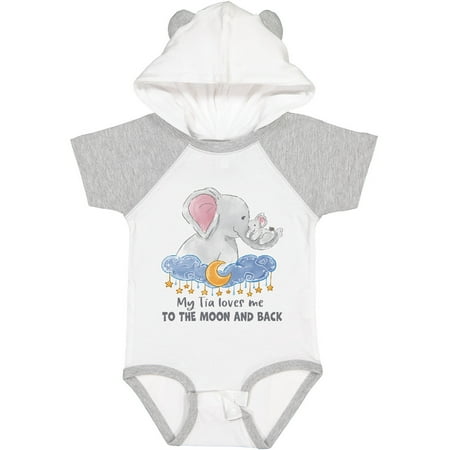 

Inktastic My Tia Loves Me to the Moon and Back Elephant Family Gift Baby Boy or Baby Girl Bodysuit