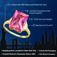 thumbnail image 2 of Gem Stone King 18K Yellow Gold Plated Silver Pink Created Sapphire Ring for Women (10.00 Cttw, Emerald Cut 14X10MM, Gemstone September Birthstone, Available in Size 5, 6, 7, 8, 9), 2 of 5