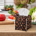 thumbnail image 3 of ZIATUBLE Thanksgiving Maple Leaves Square Tissue Box Cover PU Tissue Box Covers Rrectangular Facial Cube Tissue Box Holder Case Dispenser with Snap Button Tissue Cube Organizer, 3 of 7