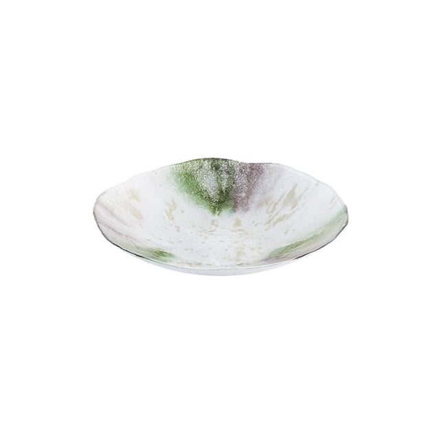 Nordic Style Modern Rounded Shape Fruit Plate Household Crystal Glass Pearlescent White Simple Snack Storage Creative Ceramic Salad