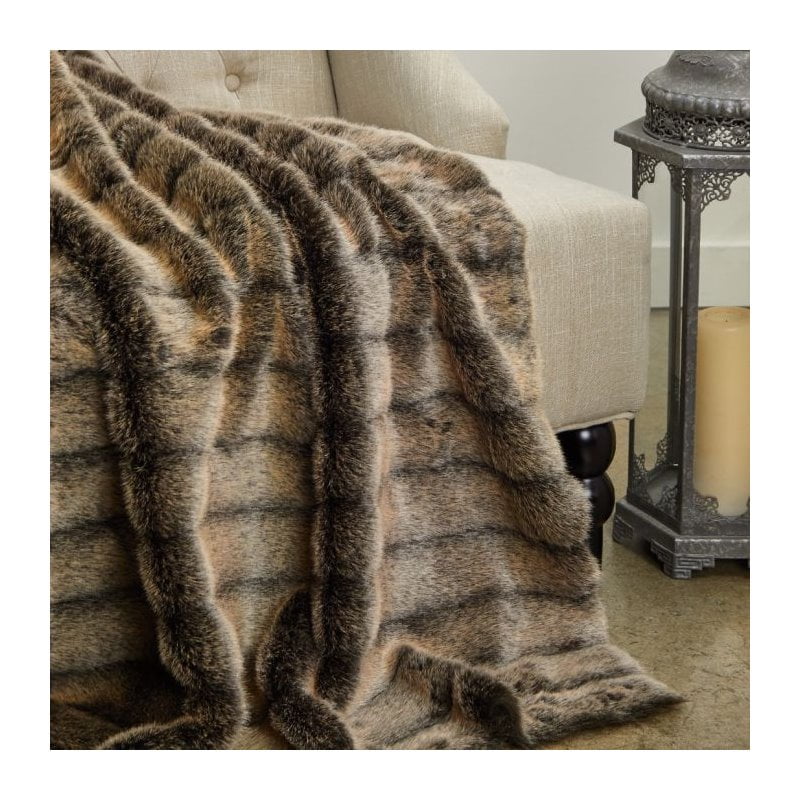 Plutus Frost Mink Dark Brown Faux Fur Luxury Throw 60"W x 36"L