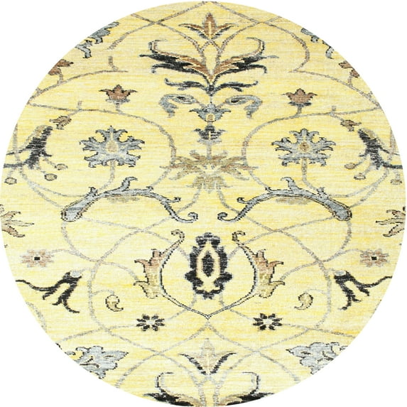 Ahgly Company Indoor Round Contemporary Brownish Green Abstract Area Rugs, 5' Round