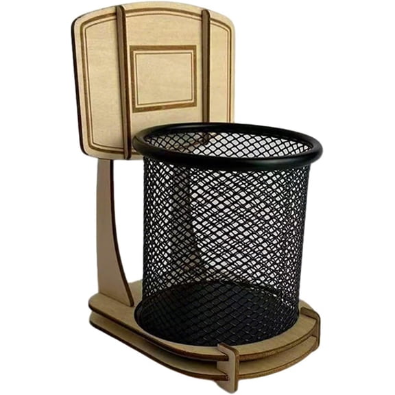 Wooden Basketball Pen Holder – Creative Desk Organizer for Office & Home, Basketball Hoop Design Pencil Stand(RL 1 PC)