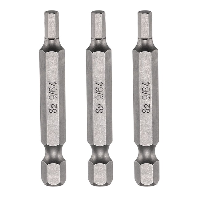 Uxcell 3pcs H9/64 Punta de destornillador hexagonal 1/4" Vástago hexagonal 50mm/2" Longitud Punta magnética de cabeza hexagonal de acero S2 para destornilladores eléctricos y manuales
