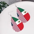 thumbnail image 5 of Faux Leather Teardrop Earrings America Mexico Flag Printed Dangle Earrings Lightweight Drop Earrings, 5 of 6