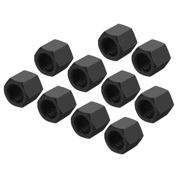 M12 x 1.5 Pitch Carbon Steel Hex Coupling Nuts, 10Pcs 18mm/ 0.7" Length Fully Threaded Rod Coupling Nut Stud Fine Thread Pipe Connector, Black