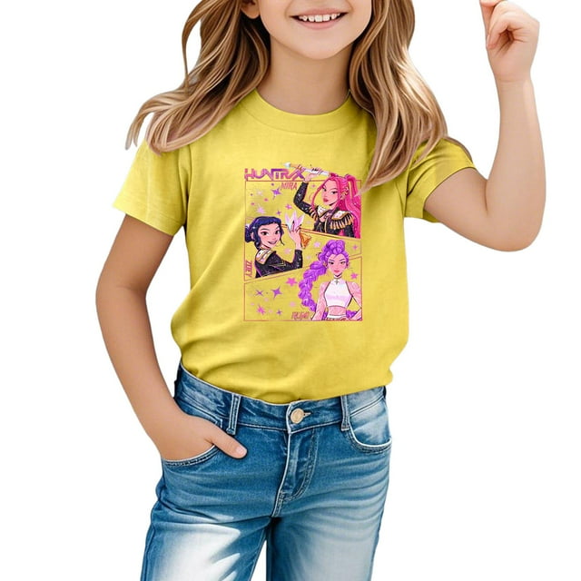 Girls Casual Short Sleeve T Shirts for Kids Comfortable Round Neck Tees for Daily Wear and Outdoor Activities