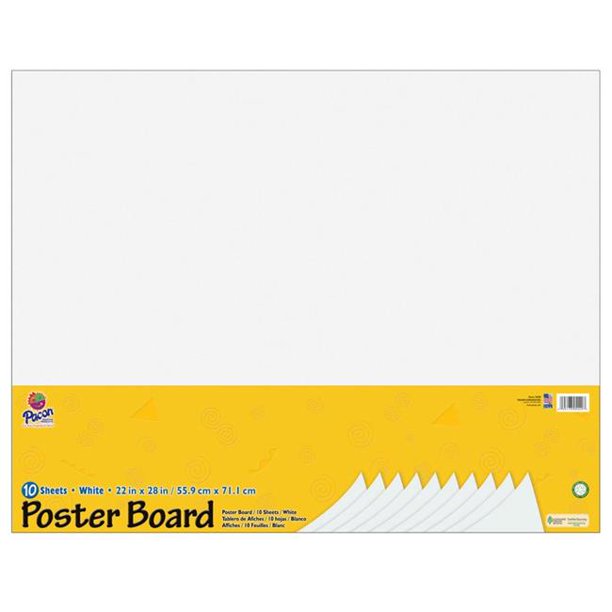 Pacon PAC54203 White Poster Board, 22 x 28 in. 10 Sheets Pack of 3