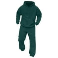 thumbnail image 6 of Txeol Mens Fleece Joggers and Hoodie Set 2 Piece Solid Color Drawstring Sweatshirts Matching Elastic Waist Cargo Pants with Pockets Baggy Workout Gym Tracksuits L,Army Green, 6 of 7
