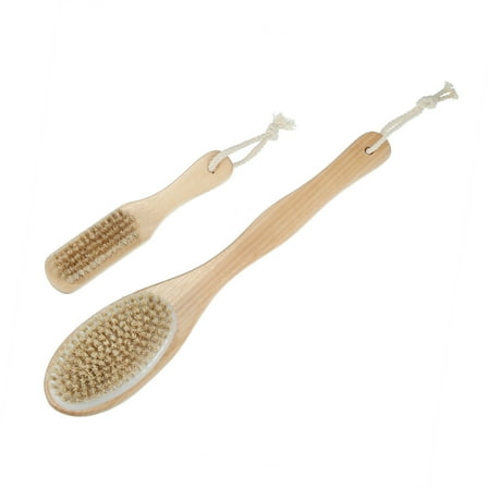 Unique Bargains Dry Brushing Body Brush Set Dual Sided Long Handle Back for Wet Dry