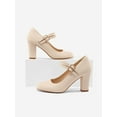 thumbnail image 4 of PENNYSUE Women's Mary Jane Pumps High Heels - Round and Closed Toe Shoes with Double Ankle Strap Buckle for Summer Party Wedding Occasions, 4 of 5
