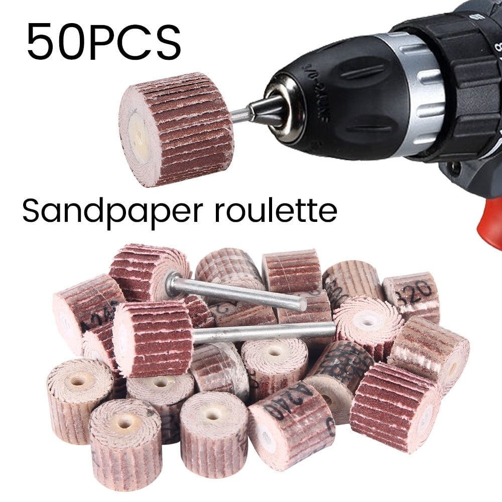 50pcs 80600 Grit Flap Wheel Sandpaper Sanding Disc for Rotary Tool Shaft Drill Olishing