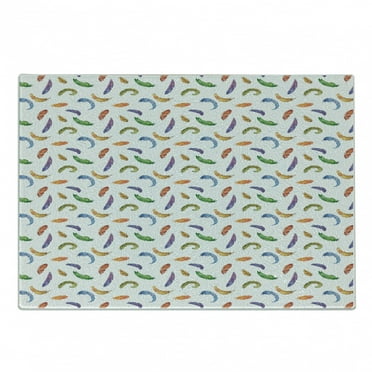 Feather Cutting Board, Repetitive Colorful Minimalist Romantic Plume Print, Decorative Tempered Glass Cutting and Serving Board, in 3 Sizes, by Ambesonne