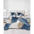 thumbnail image 3 of Navy Blue Geometric Twin Size Down Alternative Comforter, Lightweight Comforter Quilt Bedding Set with Pillow Shams Abstract Art Modern All Seasons Bed Comforter Duvet Insert 68"x86", 3 of 7