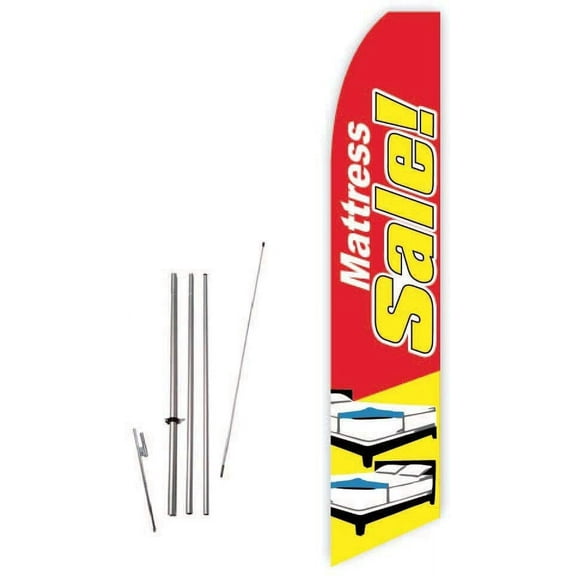 Mattress Sale! Red/Yellow Super Novo Feather Flag - Complete with 15ft Pole Set and Ground Spike