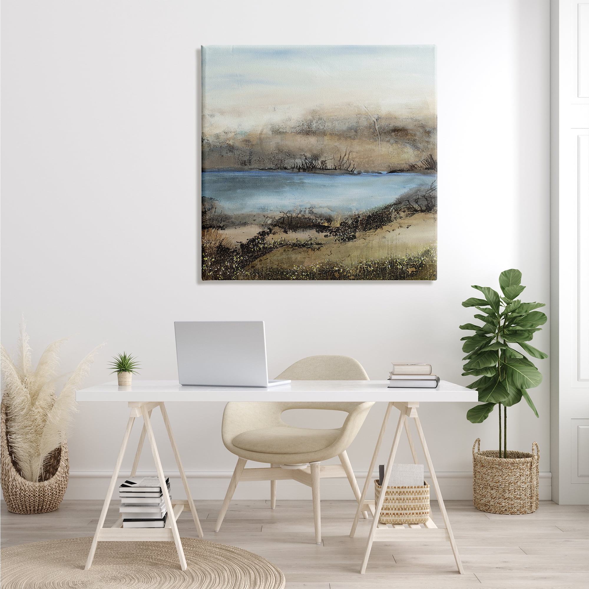 Stupell Industries Rustic Pond Water Abstract Muddy Surrounding Landscape Abstract Painting Gallery Wrapped Canvas Print Wall Art, 36 x 36