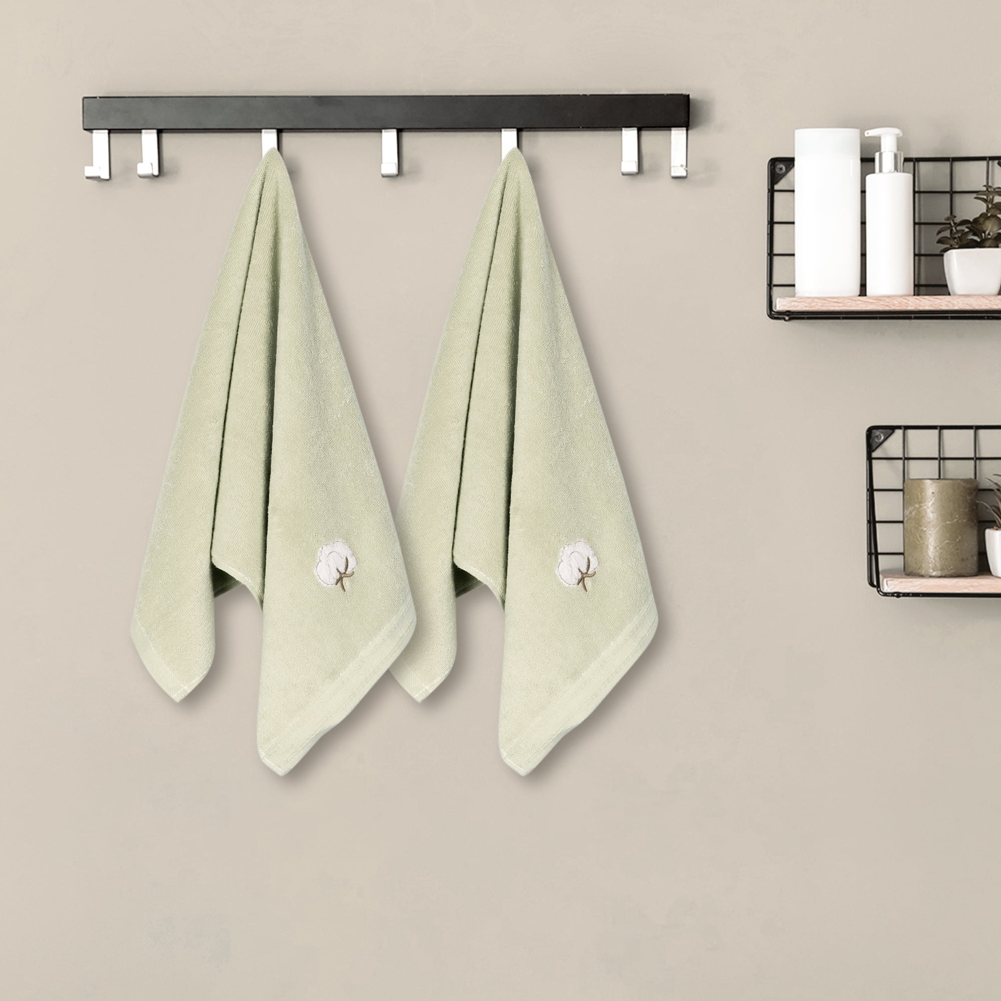 Unique Bargains Geometric Washcloths Set Cotton Bath Towels Low Lint Khaki
