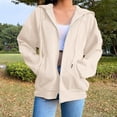 thumbnail image 6 of WERYOUNG Zip Up Hoodies For Women Casual Solid Color Hooded Long Sleeved Sweatshirts With Zipper Pocket Fall Winter Comfortable Tops L, 6 of 7