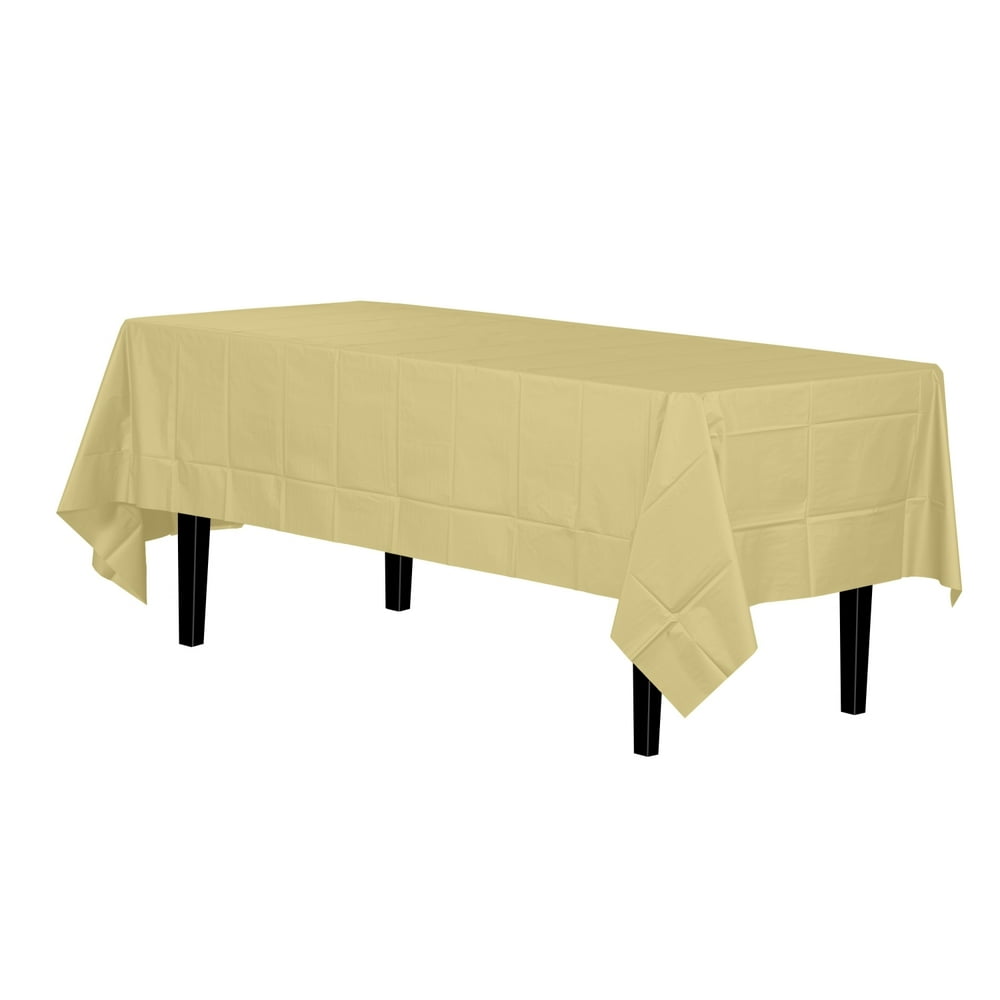 Disposable Light Yellow Plastic Tablecloth Cover Heavy Duty Plastic