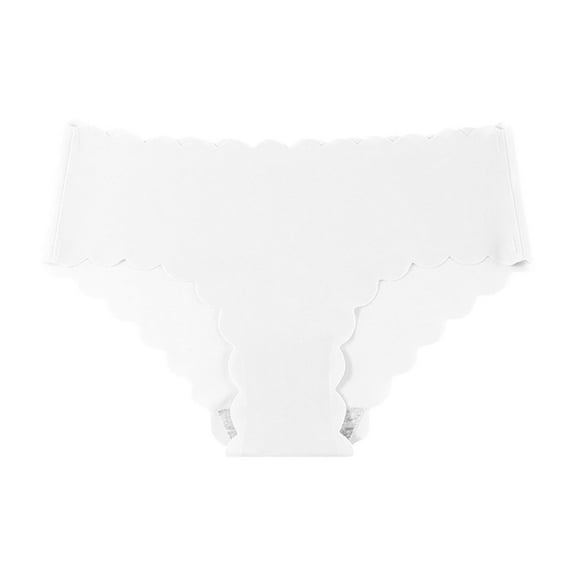Sunvit-Panties Womens Seamless Underwear (White, Size L) - Scalloped Edge Bikini Cut, No Panty Lines, Breathable Nylon Spandex, Comfortable Daily Wear for Form-Fitting Clothes