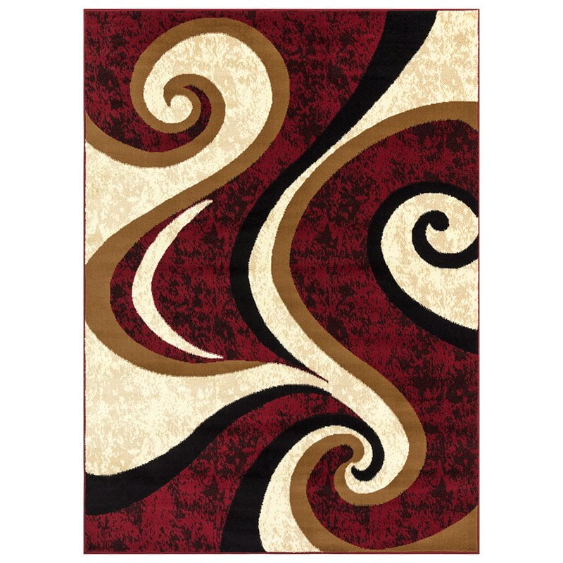 Princess 5x7 Geometric Swirl Abstract Area Rug 808 in Cream Burgundy