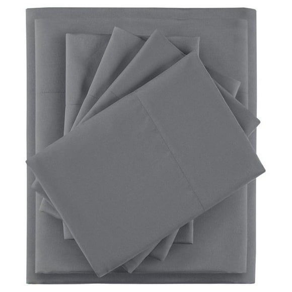 Intelligent Design Polyester Solid Sheet Set w/ Side Storage Pockets in Charcoal