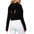 thumbnail image 4 of Neewe Womens Sweaters Hoodies Long Sleeve Tops Casual Sweatshirts Fall Outfits Pullover Athletic Back Hollow Out Top, 4 of 8